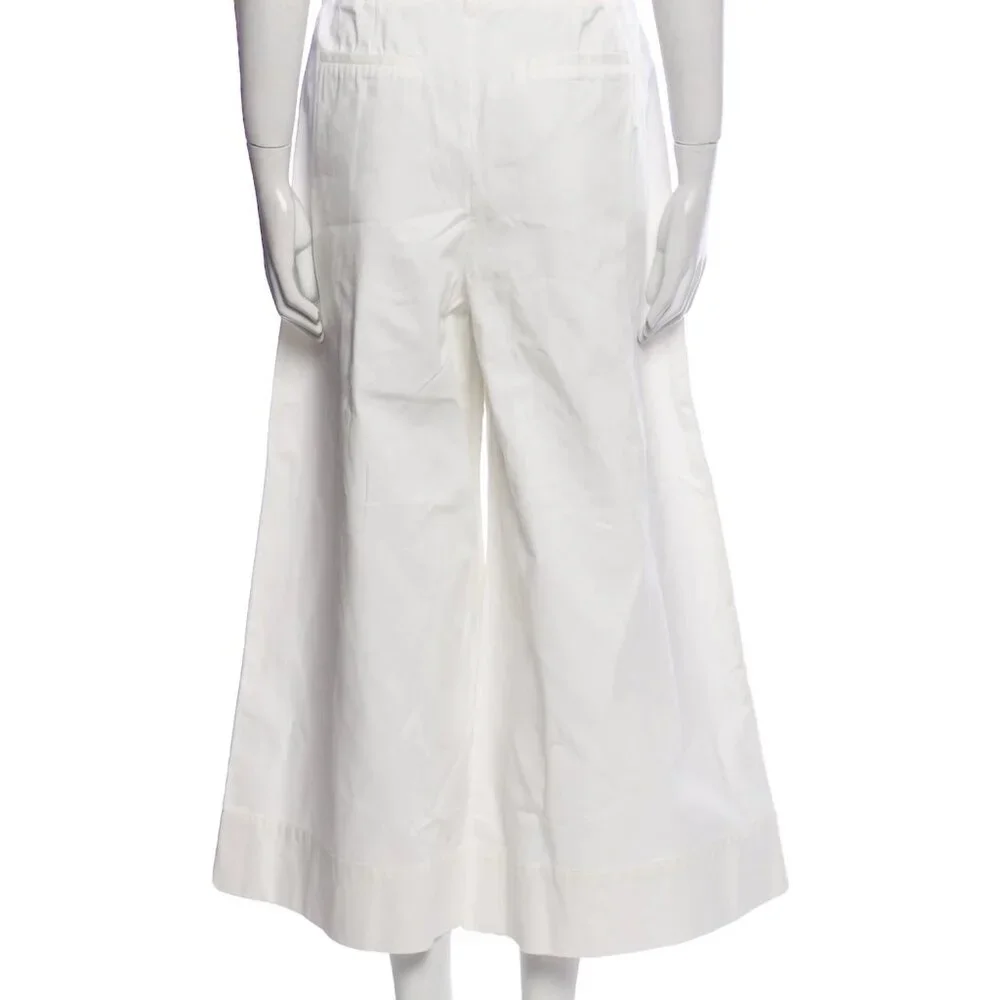 Merlette Wide Leg Cropped Pants White High Waist 6 - Picture 3 of 4